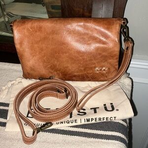 Bed Stu Leather Cadence Wallet Wristlet Crossbody Bag Tan Rustic MSRP $175